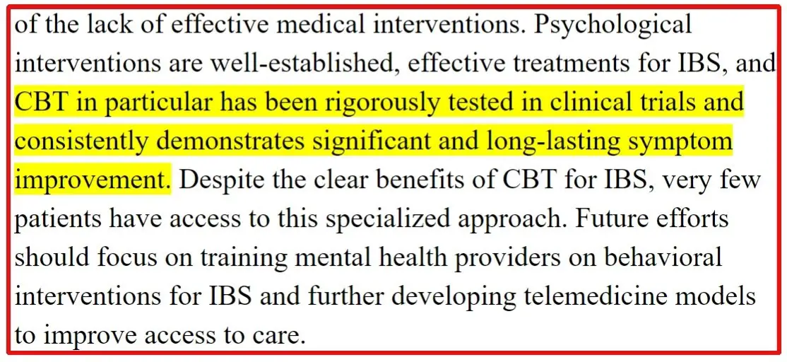 cognitive behavioral therapy is effective for IBS