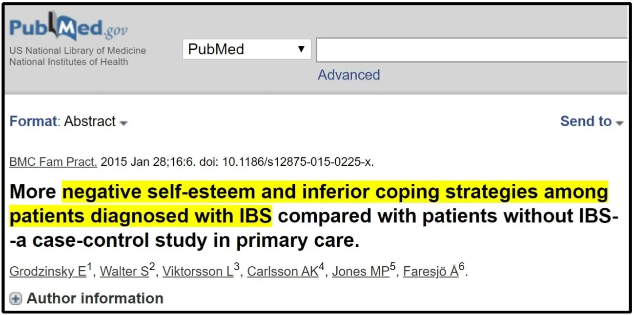 Negative self-esteem in patients with IBS (study)