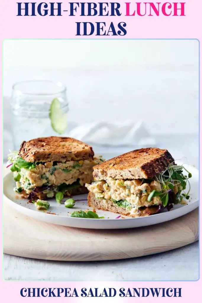 Chickpea Salad Sandwich recipe with chickpeas, parsley, and whole-grain bread. A high-fiber lunch idea that supports gut health and helps constipation relief naturally.