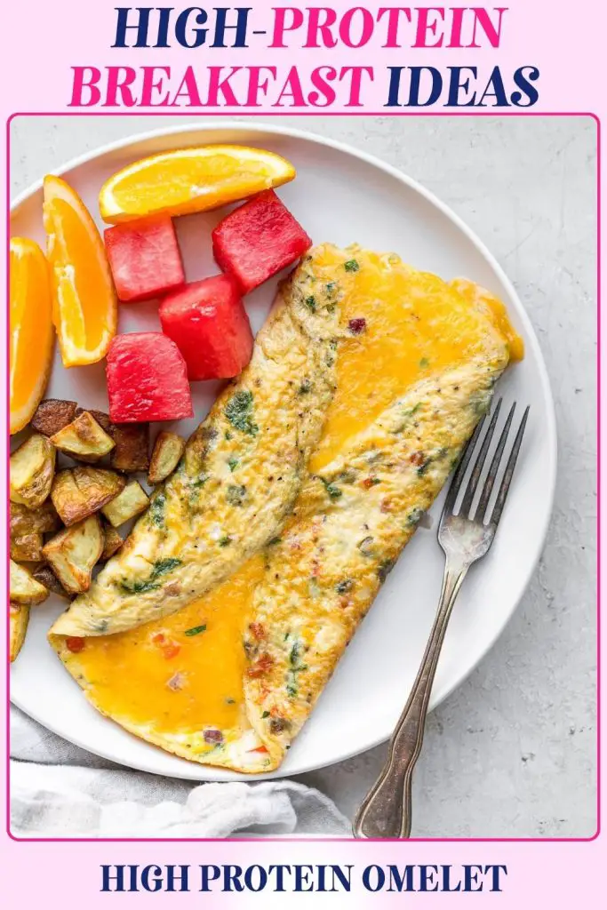 High-protein omelet breakfast with veggies and cheese, offering a classic mix of muscle-repairing protein and fiber-rich vegetables that support both strength and weight management.