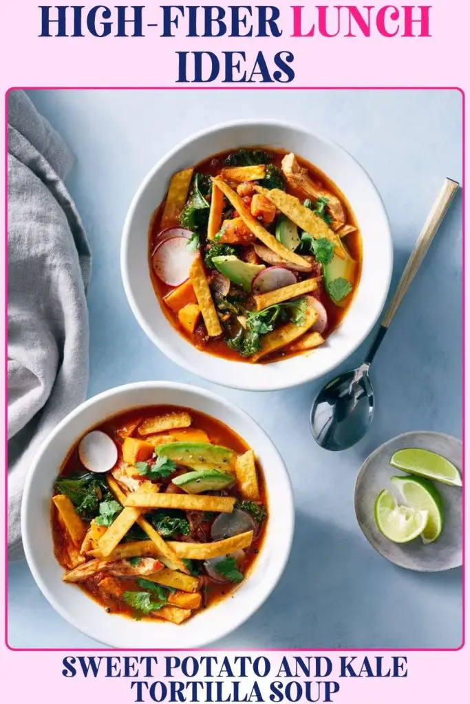 Sweet Potato & Kale Tortilla Soup rich in fiber and warming flavors. A gut-friendly lunch recipe that supports digestion and relieves constipation naturally.