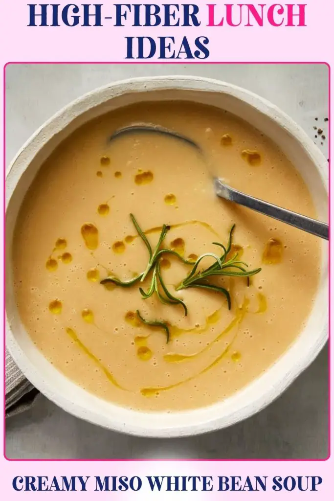 Creamy Miso White Bean Soup with cannellini beans and miso. A high-fiber, gut-friendly meal designed to support digestion and ease constipation.