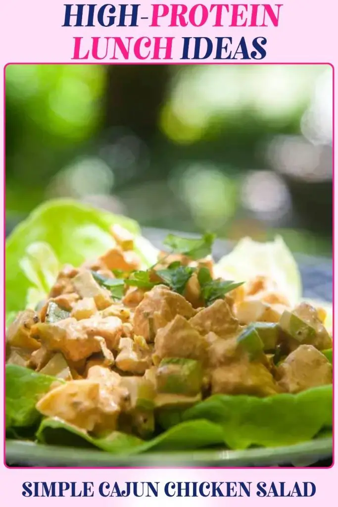 Cajun chicken salad with bold seasoning, veggies, and eggs for a high protein lunch recipe that’s exciting, filling, and supports both weight loss and building muscle.