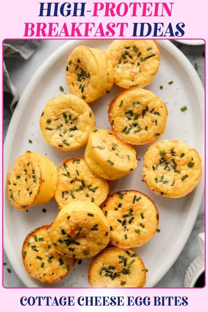 Cottage cheese egg bites high-protein breakfast recipe, combining fluffy texture with muscle-supporting protein, designed to be low-calorie yet filling for active lifestyles.
